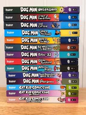 Dog Man and Cat Kid Comic Club 14-Book Hardcover Collection Set by Dav Pilkey